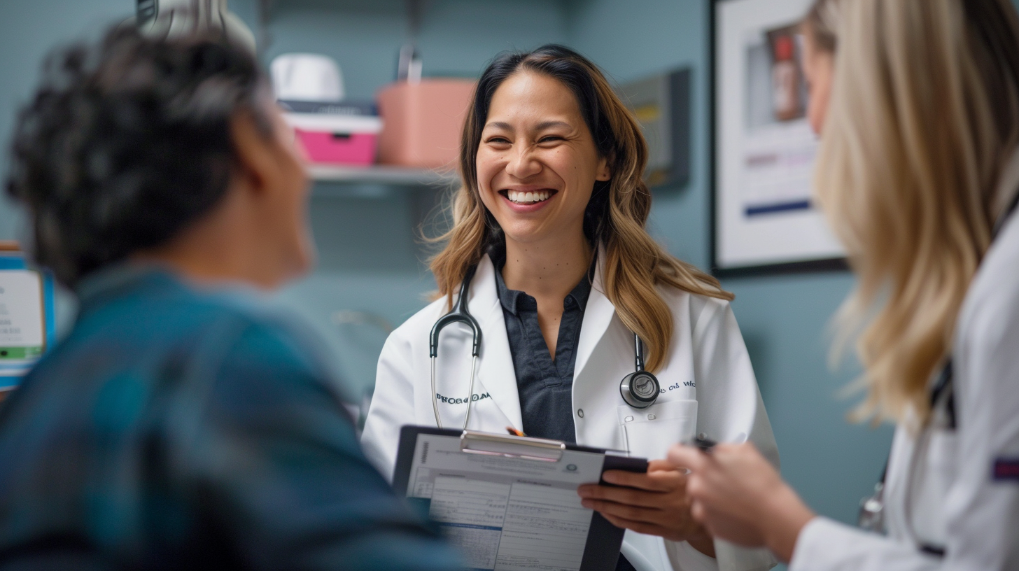 A medical doctor giving prescription guidelines to a patient.