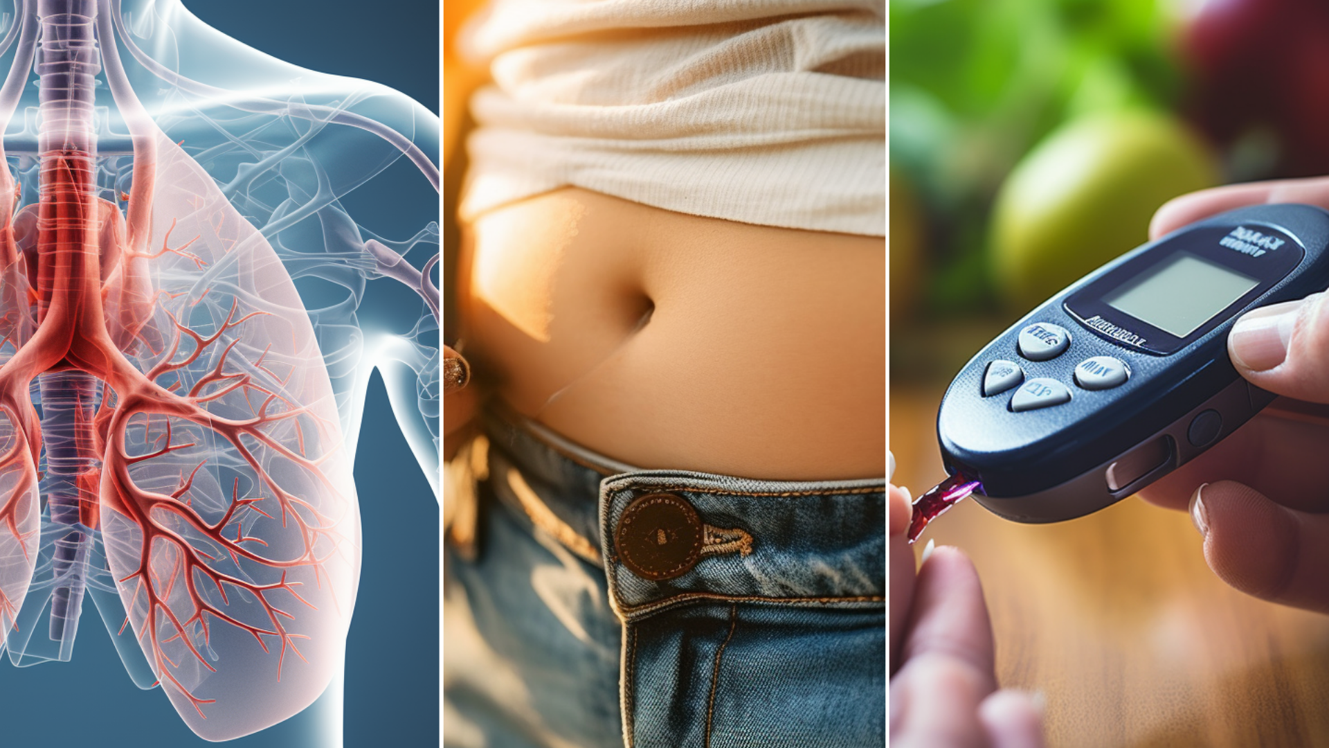 3D Lungs, stomach, Glucometer.