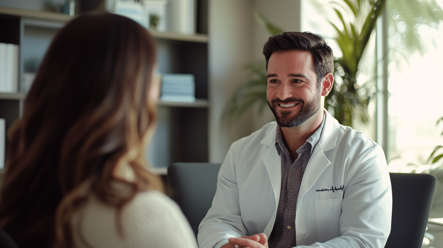 A weight loss doctor having a consultation with his patient.
