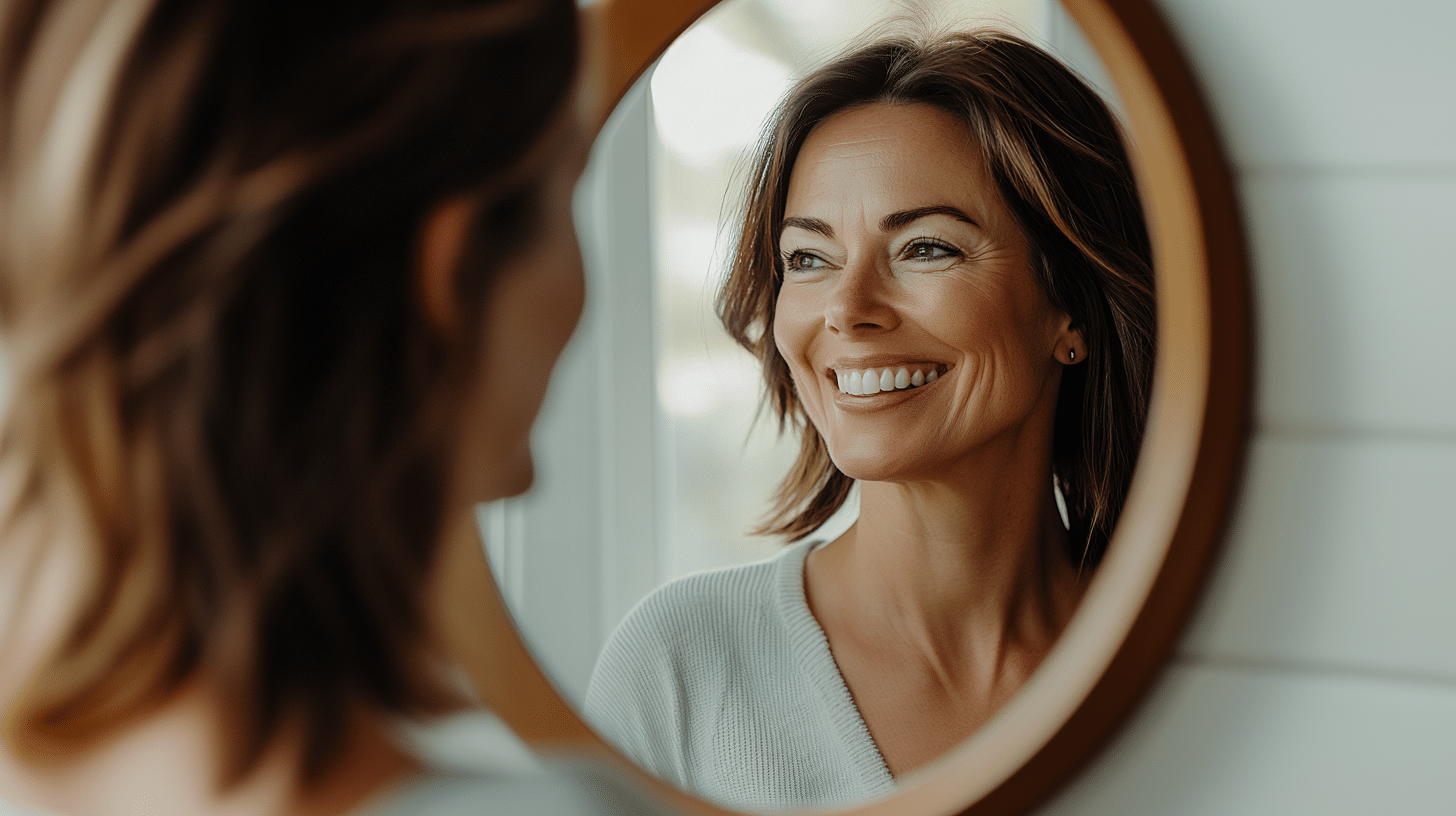 A woman in her 40s glowing with health and vitality after adopting the Paleo diet.