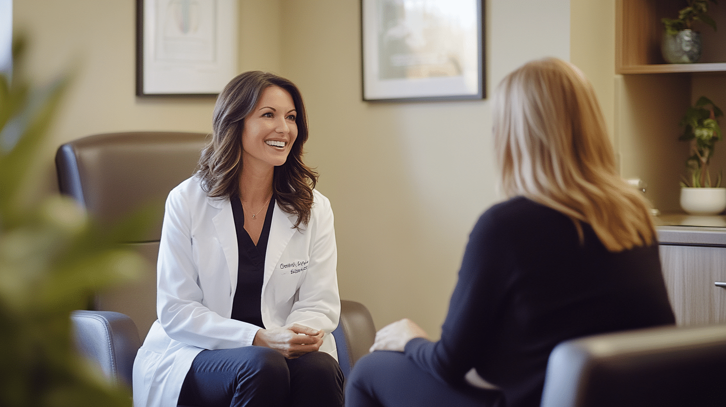 A weight loss consultant providing personalized guidance and support to her patient during a clinic session.