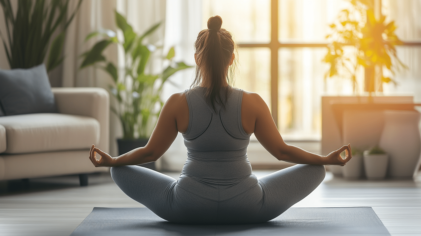 A healthy woman doing yoga exercise.