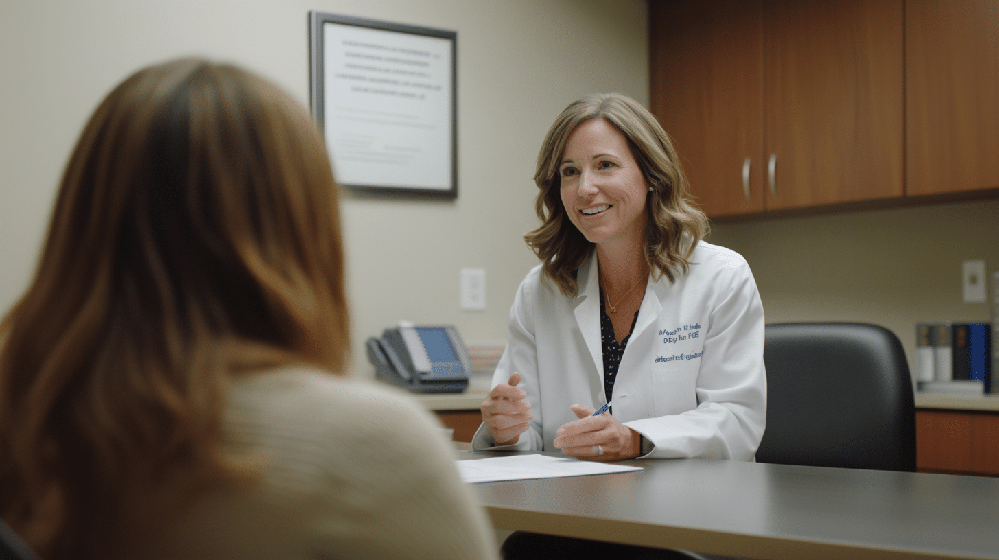 A weight loss doctor talking with her patient.